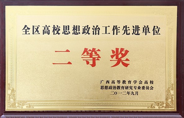 世界杯官网荣获全区高校思想政治工作先进单位二等奖